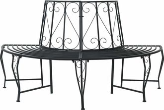 vidaXL Banco De &Aacute;rbol 4-n&uacute;mero De Plazas 160 X 80 X 89 Cm Acero Negro Vidaxl
