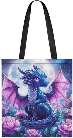 Generic Dragon Peony Flowers Tote Bag for Women Men Shoulder Bags Purses Pouch Handbags