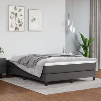 vidaXL Estructura De Cama Sin Colch&oacute;n Cuero Sint&eacute;tico Gris 140x200 Cm Vidaxl