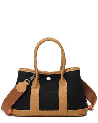 Tiffany & Fred Quilted Canvas & Leather Top Handle Satchel