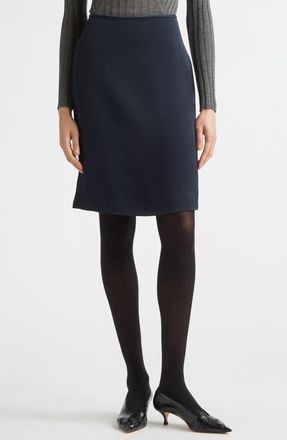 Jil Sander Envers Sabl&eacute; Satin A-Line Skirt in Midnight at Nordstrom, Size 42