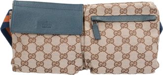 Gucci Beige Gg Canvas Leather Fanny Pack (Pre-Owned)