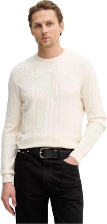 Guess Kedar Trui - Heren - Ronde hals truien - Beige - S - Katoen - Truien & Vesten