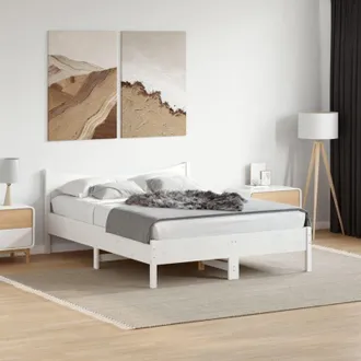 vidaXL Letto senza Materasso Bianco 135x190 cm Legno Massello di Pino - Vidaxl