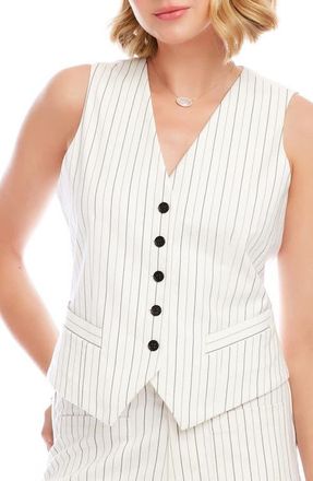 Karen Kane Stripe Cotton Blend Vest in White Stripe at Nordstrom, Size X-Small