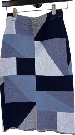 Minnie Rose Womens Patchwork Skirt In Blue/ Black