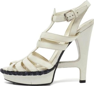 Saint Laurent 140mm strapped heeled sandals - White