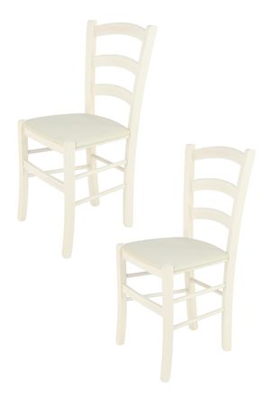 Tommychairs Tommychairs 2 Sillas Venice En Haya Anilina Blanca, Asiento Tela Marfil