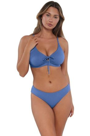 Sunsets Kauai Keyhole Bikini Swimsuit Top - F Cup in Harbor Blue Sandbar Rib at Nordstrom, Size 32