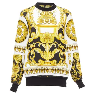 Versace Barocco print cotton oversized crew sweater