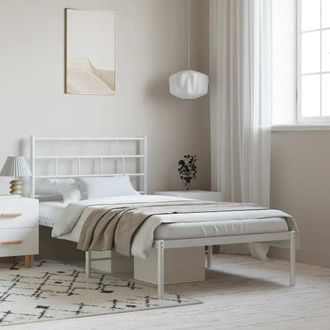 vidaXL Estructura Cama Sin Colch&oacute;n Con Cabecero Metal Blanco 100x200cm Vidaxl