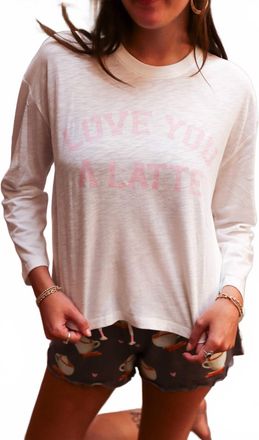 PJ Salvage Love You A Latte Long Sleeve Top In Ivory