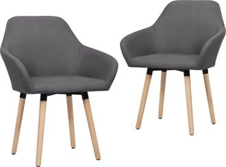 vidaXL Sillas De Comedor 2 Unidades Tela Gris Oscuro