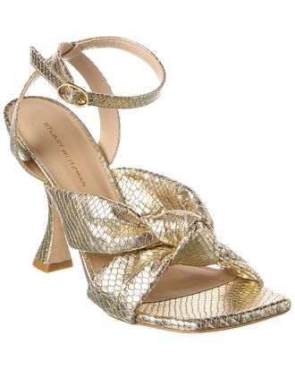 Stuart Weitzman Playa Ankle Strap Snake-Embossed Leather Sandal