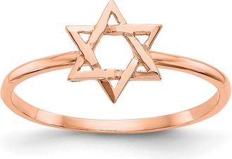 Diamond2Deal 14k Rose Gold Polished Star of David Ring