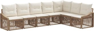 vidaXL Conjunto De Sof&aacute;s De Jard&iacute;n 7 Uds. Beige Rat&aacute;n Sint&eacute;tico Vidaxl