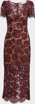 Self Portrait Floral Lace Midi Dress