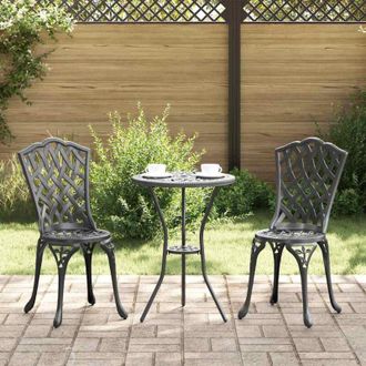 vidaXL Juego Bistro De Jard&iacute;n 3 Pcs Negro Aluminio Vidaxl