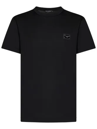 Dolce & Gabbana Logo-Embroidered Cotton T-shirt - Black