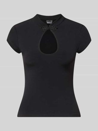 Gina Tricot Slim Fit T-Shirt mit Cut Out in Black, Gr&ouml;&szlig;e XL