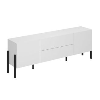 Petits Meubles Mueble tv 2 puertas 2 cajones 200 cm paneles de melamina blanco mate
