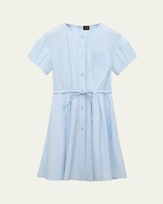 Loewe x Paulas Ibiza Puff-Sleeve Pleated Shirtdress