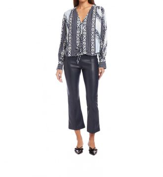 Fifteen Twenty Kayla Bow Detail Blouse In Stamped Scarf Print