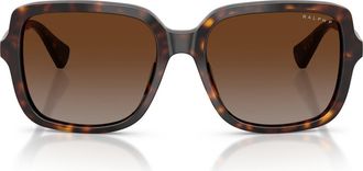 Ralph Lauren 56mm Polarized Square Sunglasses in Shiny Dark Havana /Brown at Nordstrom