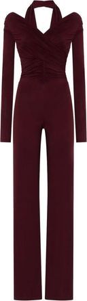 Andamane Yvonee gedrapeerd jumpsuit met halternek - Rood