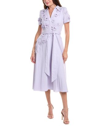 Badgley Mischka 3D Floral Midi Dress