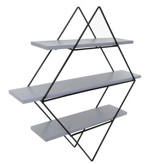 Hhg Estanter&iacute;a De Pared Hhg 842, Estanter&iacute;a Colgante, Dise&ntilde;o Industrial Madera Aut&eacute;ntica 60x55x12cm, Gris-azul