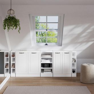 Vicco Conjunto De Armarios Para Techo Inclinado Rion, Blanco Casa De Campo, 210 Cm Lote De 5 Carcasas De Armario 60 Cm De Profundidad, Vicco