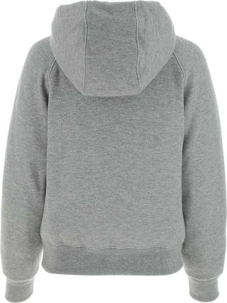 Prada Womens Cashmere Blend Logo Hoodie Gray Jacket