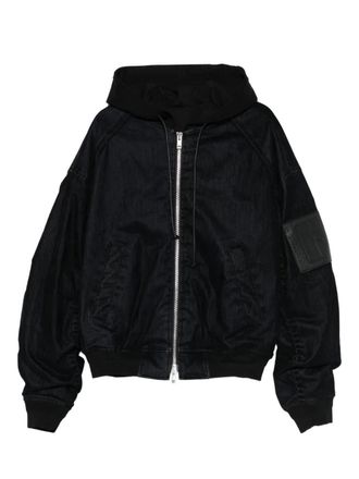 Juun.J patch-pocket hoode jacket - men - Cotton/Polyurethane/Rayon/Polyester/Rayon - 48 - Black