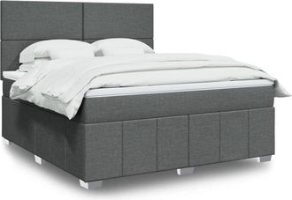 vidaXL Vidaxl - Cama Box Spring Con Colch&oacute;n Tela Gris Oscuro 180x200 Cm