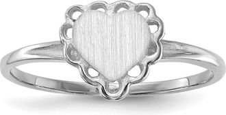Diamond2Deal 14k White Gold Open Back Heart Signet Ring