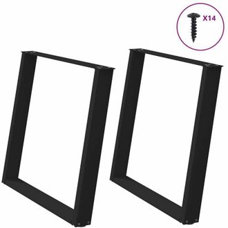 vidaXL Vidaxl - Patas Para Mesa De Comedor En Forma De U (2 Unidades), Color Negro, 90 X (72-73) Cm, Acero