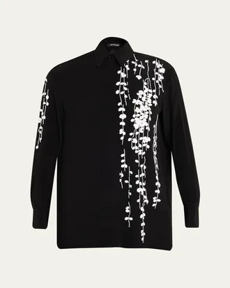 Kiton Embellished Silk Button-Down Shirt