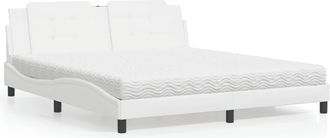 vidaXL Vidaxl - Cama Con Colch&oacute;n Cuero Sint&eacute;tico Blanco 180x200 Cm