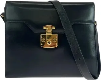 Gucci Pre-owned Cross Body Bags, female, Blue, Size: ONE SIZE Pre-owned Vintage Leather Cross Body Bag
