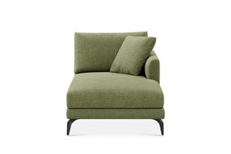 Castlery Lena Right Chaise Sofa Customized, (Washed Chenille) Moss (Matte Black Legs), Machine Washable, Removable Covers for Sofas, Castlery