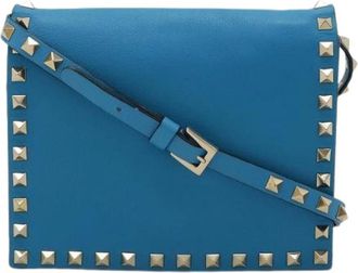Valentino Pre-owned Cross Body Bags, female, Blue, Size: ONE SIZE Pre-owned Leather Rockstud 2Way Shoulder Bag