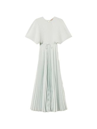 Twin-Set Pleated Maxi Dress with Cinched Waist