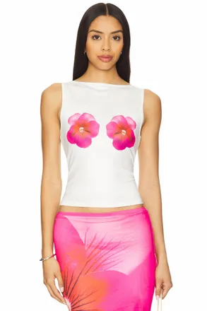 Runaway The Label Primrose Top In Pink Flower/white