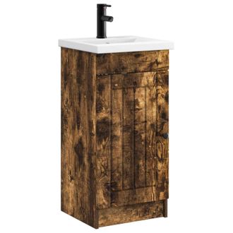 vidaXL Vanidad De Ba&ntilde;o Con Lavabo Roble Ahumado 42 X 40 X 84,5 Cm Vidaxl