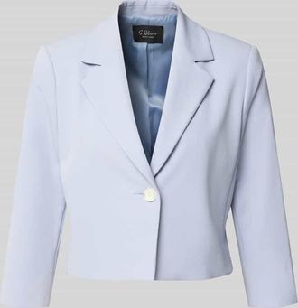 s.Oliver Black Label Regular Fit Kurzblazer mit 1-Knopf-Verschluss in Rauchblau, Gr&ouml;&szlig;e 42