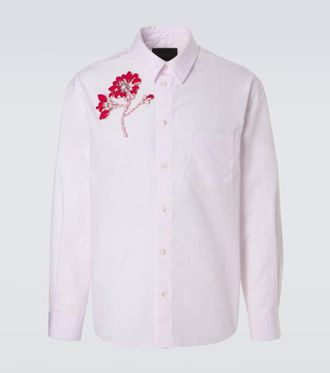 Simone Rocha Floral-applique cotton poplin shirt