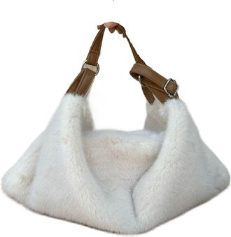 Generic Womens Plush Bags Plush Crossbody Bag Womens Single Shoulder Handbag Large Capacity Casual Autumn Winter Fashionable All-Match(Color 02)