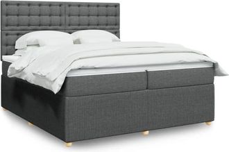 vidaXL Cama Box Spring Con Colch&oacute;n Tela Gris Oscuro 200x200 Cm Vidaxl