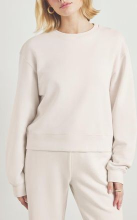Splendid Laguna Lounge Cotton Crewneck Sweater in Moonstone White at Nordstrom, Size X-Small